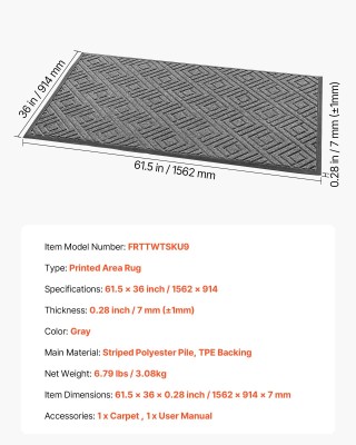 VEVOR Μεγάλο Πατάκι Εισόδου 1562 x 914 mm - Γκρι, Αντιολισθητικό, Α... VEVOR Μεγάλο Πατάκι Εισόδου 1562 x 914 mm - Γκρι, Αντιολισθητικό, Α...