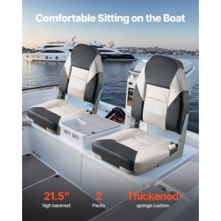 VEVOR Κάθισμα Βάρκας Υψηλής Πλάτης Μαύρο & Γκρι ZDCZYGKB2JHHOSF4P001V0