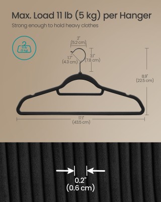 SONGMICS Σετ 50 Βελούδινες Κρεμάστρες με Μαύρο Άγκιστρο – Αντιολισθ... SONGMICS Σετ 50 Βελούδινες Κρεμάστρες με Μαύρο Άγκιστρο – Αντιολισθ...