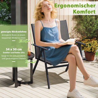 Costway Σετ 2 Καρέκλες Κήπου με Αναπνεύσιμο Ύφασμα Γκρι NP12413GR-2