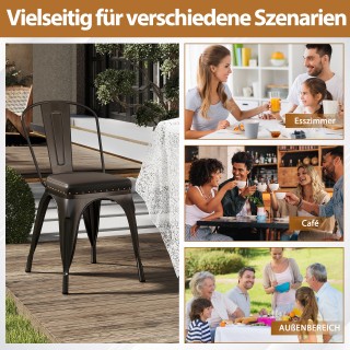 Costway Σετ 4 Μεταλλικές Καρέκλες Εστιατορίου με Μαξιλάρι και Πλάτη... Costway Σετ 4 Μεταλλικές Καρέκλες Εστιατορίου με Μαξιλάρι και Πλάτη...