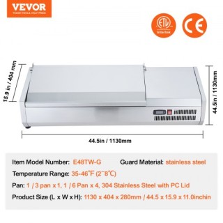 Ψυγείο Σαλάτας/Πίτσας VEVOR 140W με Ανοξείδωτη Προστασία CE BXGZLZ... Ψυγείο Σαλάτας/Πίτσας VEVOR 140W με Ανοξείδωτη Προστασία CE BXGZLZ...