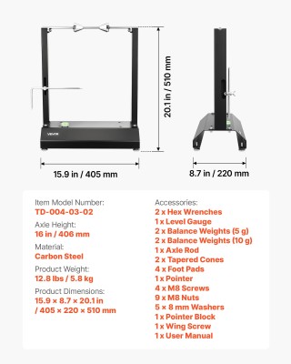 VEVOR Ζυγοσταθμιστής Μοτοσικλετών 40kg, με Ρυθμιζόμενα Κωνικά Κέντρ...