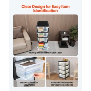 VEVOR Συρταριέρα Πλαστική με 4 Συρτάρια και Ροδάκια CWCT1SLJL4G13PB...