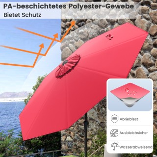 Costway Κόκκινη Ομπρέλα Κήπου Ø270 cm με Μανιβέλα και Ρυθμιζόμενο Ά...