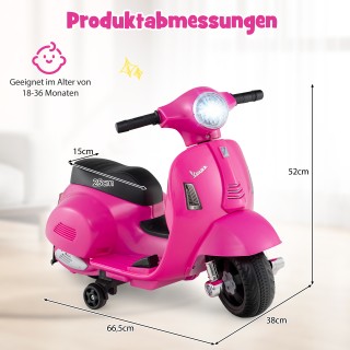 Costway  Αδειοδοτημένο Παιδικό Ηλεκτρικό Μοτό Vespa 6V με LED Φώτα ...