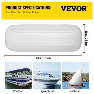VEVOR 4 Νέα Ραβδωτά Προστατευτικά Σκάφους 10 x 28 Κεντρική Οπή  DNB...