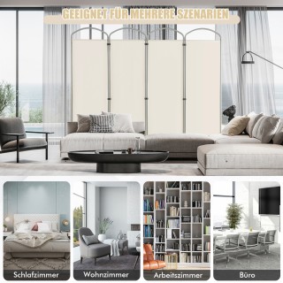 Costway Τετράπτυχο Λευκός Χωριστικός Τοίχος για το Σπίτι JV10726WH