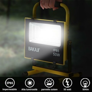 BAKAJI Φορητός Προβολέας Εργασίας με Ηλιακό Πάνελ 50W 504lm Φως Έκτ... BAKAJI Φορητός Προβολέας Εργασίας με Ηλιακό Πάνελ 50W 504lm Φως Έκτ...