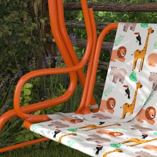 AIYAPLAY Παιδική Κούνια Κήπου 2 Θέσεων 112x75x120cm Πορτοκαλί 3E1-0...