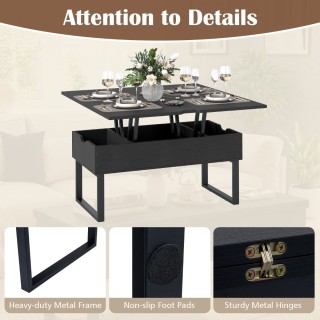 Costway Πολυλειτουργικό Τραπεζάκι Σαλονιού σε Μαύρο με Ρυθμιζόμενη ...