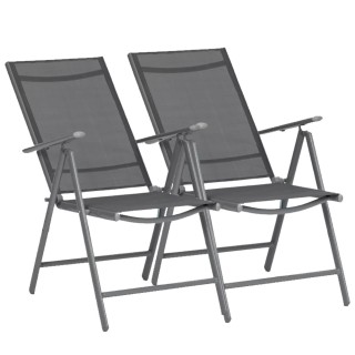 BAKAJI Σετ 2 Πτυσσόμενες Καρέκλες Κήπου Γκρι Ξαπλώστρες Εξωτερικού ...