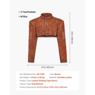 VEVOR Μανίκια Δερμάτινης Συγκόλλησης M-Μέγεθος Ανθεκτικά στη Φλόγα ...