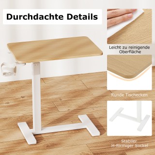 Costway Ρυθμιζόμενο Τραπέζι Κρεβατιού με Κρυφές Ρόδες & Θήκη Ποτηρι...