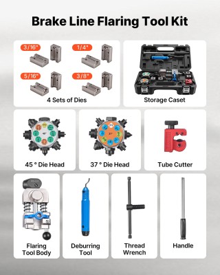 VEVOR Επαγγελματικό Κιτ Εκχείλωσης Σωλήνων Φρένων 45°/37° για Διπλή... VEVOR Επαγγελματικό Κιτ Εκχείλωσης Σωλήνων Φρένων 45°/37° για Διπλή...