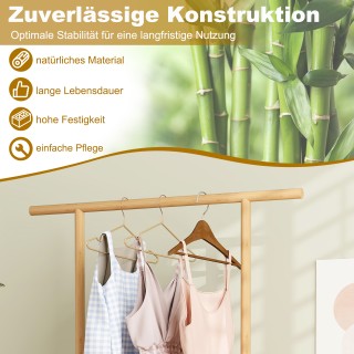 Costway Βάση Ρούχων από Μπαμπού με Ρατάν Καλάθι Αποθήκευσης & Ρόδες... Costway Βάση Ρούχων από Μπαμπού με Ρατάν Καλάθι Αποθήκευσης & Ρόδες...