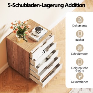 Costway Κινητό Ντουλάπι Φυσικό με 5 Συρτάρια και Ρόδες 48x39,5x65,5... Costway Κινητό Ντουλάπι Φυσικό με 5 Συρτάρια και Ρόδες 48x39,5x65,5...