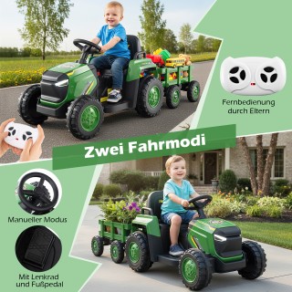 Costway Ηλεκτρικό όχημα τρακτέρ για παιδιά με αποσπώμενο ρυμουλκό &...