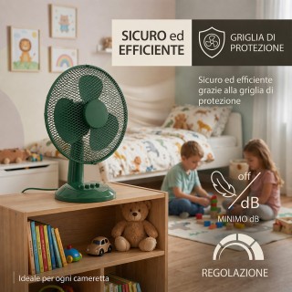 BAKAJI Επιτραπέζιος Ανεμιστήρας Διαμέτρου 30cm, Ισχύς 35W, Πράσινος...