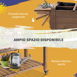Outsunny Εξωτερική Ζαρντινιέρα με 8 Γλάστρες, Πλευρικό Ράφι και Κάτ...