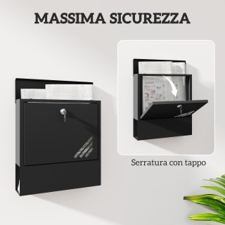 HOMCOM Μεταλλικό Ταχυδρομικό Κουτί Τοίχου με Παράθυρο και Κλειδαριά...