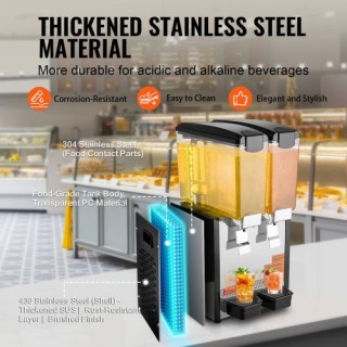 VEVOR  Εμπορικός Διανομέας Ποτών 2x10L για Κρύο Χυμό/Ποτό SYYLJJBSJ...