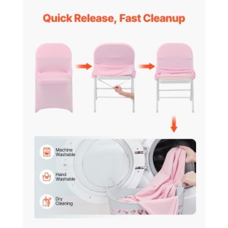 VEVOR Ροζ Καλύμματα Καρεκλών (50 Τεμάχια) για Διπλωτές Καρέκλες, Πο...