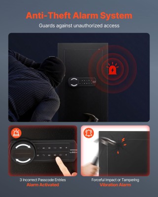 VEVOR Κρυφό Χρηματοκιβώτιο Τοίχου με Κωδικό & Κλειδί, Μαύρο Ατσάλι ...