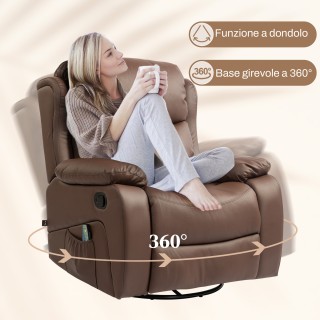 HOMCOM Πολυθρόνα Χαλάρωσης Ανακλινόμενη με 8 Σημεία Μασάζ Θερμαινόμ...