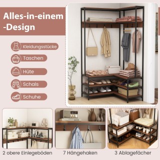 Costway Γωνιακή Κρεμάστρα Ρούχων με Ράφια και Γάντζους για Οργάνωση...