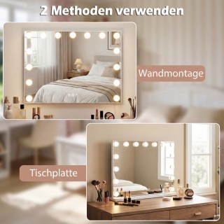 Costway Καθρέφτης Μακιγιάζ Hollywood με 3 Αποχρώσεις Φωτισμού & Ρυθ...