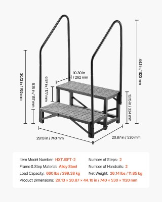 VEVOR Σκαλοπάτια RV 2 Βαθμίδων με Διπλές Χειρολαβές, Αντοχή 300 kg,...