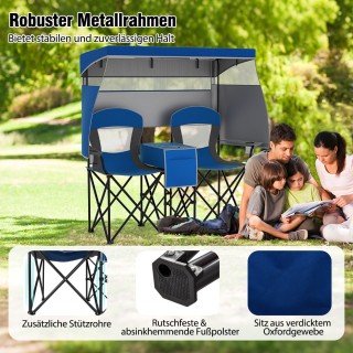 Costway Πτυσσόμενη Καρέκλα Θαλάσσης με Προστασία από Ήλιο, Κάτοχο Π...