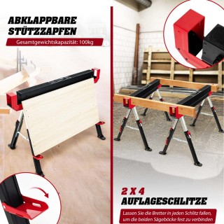 Costway  Πτυσσόμενος καβαλέτο πριονιού σετ 2 τεμαχίων από χάλυβα με...