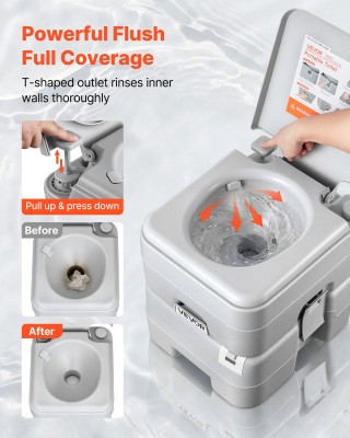 VEVOR Φορητή Τουαλέτα 20Λ, Αποσπώμενη Δεξαμενή, Ένδειξη Στάθμης, 12...