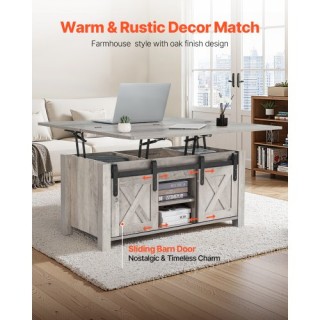 VEVOR Τραπεζάκι Σαλονιού Ρουστίκ με Κρυφή Αποθήκη, Δρυς KFZ394INCHZ...