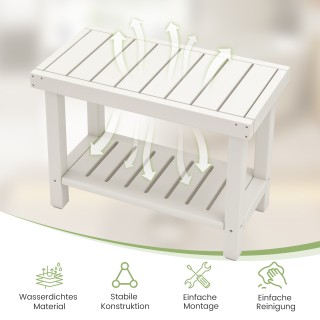 Costway Διπλό Σκαμνί Ντους από Αδιάβροχο HDPE με Αποθηκευτικό Χώρο ...