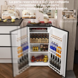 HOMCOM Μικρό Ψυγείο 91L Μονόπορτο Αναστρέψιμο με Καταψύκτη και Ρυθμ...