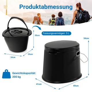 Costway  Φορητή Κάμπινγκ Τουαλέτα με Αποσπώμενο Κάδο - Υποστήριξη Β...