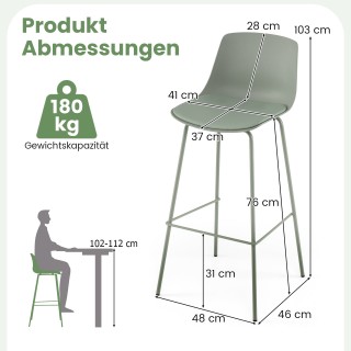 Costway Σετ 4 Μπαρ Σκαμπό με Καθίσματα & Πλάτη από Επένδυση Τεχνητο...