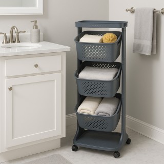 BAKAJI Μαύρο Καρότσι Κουζίνας με Ράφια Προπυλενίου για Φρούτα και Λ... BAKAJI Μαύρο Καρότσι Κουζίνας με Ράφια Προπυλενίου για Φρούτα και Λ...