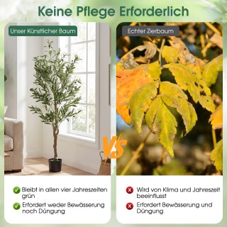 Costway Σετ 2 Τεχνητών Ελαιόδεντρων με Ρεαλιστικούς Καρπούς & Βρύα ...