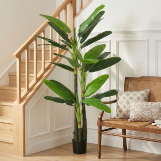 HOMCOM Τεχνητό Φυτό Μπανανιάς με 18 Φύλλα, 180 εκ., Πράσινο 830-439...