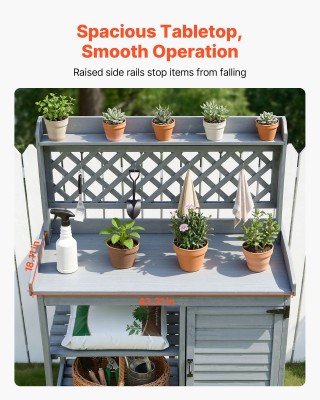 VEVOR Ξύλινος Πάγκος Κηπουρικής με Αποθηκευτικό Χώρο, Γκρι JJSZZGZT...