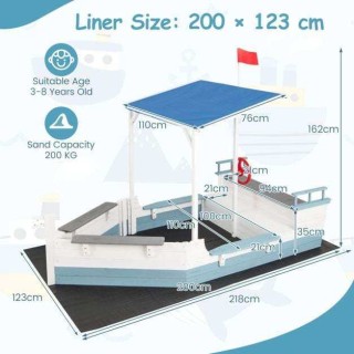 Costway Ξύλινο Καράβι Παιδική Άμμος με Στέγη, Σημαία & Τιμόνι TP103... Costway Ξύλινο Καράβι Παιδική Άμμος με Στέγη, Σημαία & Τιμόνι TP103...