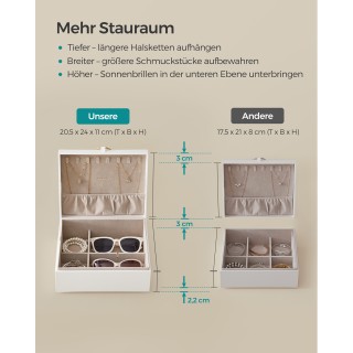 SONGMICS Κοσμηματοθήκη με Λαβή 20.5 x 24 x 11 cm Λευκό JBC165W01