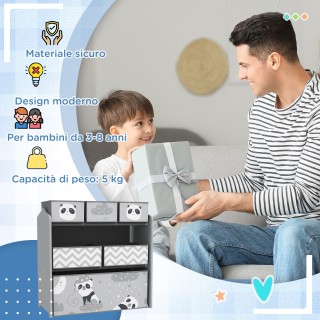 ZONEKIZ  Ράφι Αποθήκευσης Παιχνιδιών για Παιδιά με 6 Αφαιρούμενα Υφ...