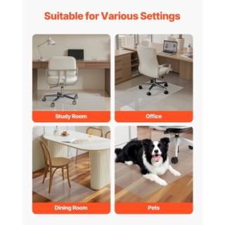 VEVOR Διαφανές Χαλάκι Καρέκλας 30 x 48 ιντσών για Σκληρά Δάπεδα Σπί...