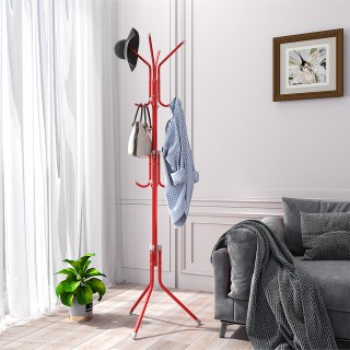 BAKAJI  Κρεμάστρα Δαπέδου Εξοικονόμησης Χώρου με 12 Γάντζους Κόκκιν...