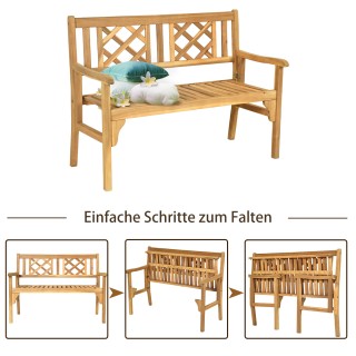 Costway  Πτυσσόμενο παγκάκι βεράντας ξύλινο 120 x 56 x 90 εκ φυσικό...